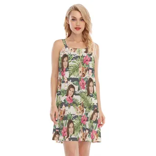 Cute Custom Face Floral Aloha Cami Dress