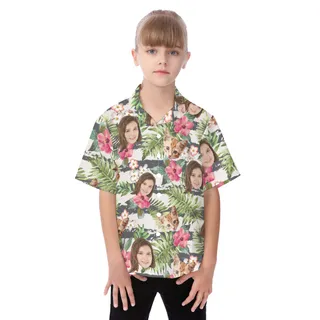 Cute Tropical Custom Face Aloha Shirt For Kids