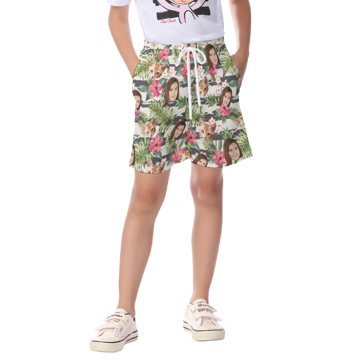 Custom Face Floral Kid's Hawaiian Shorts - variant image 1