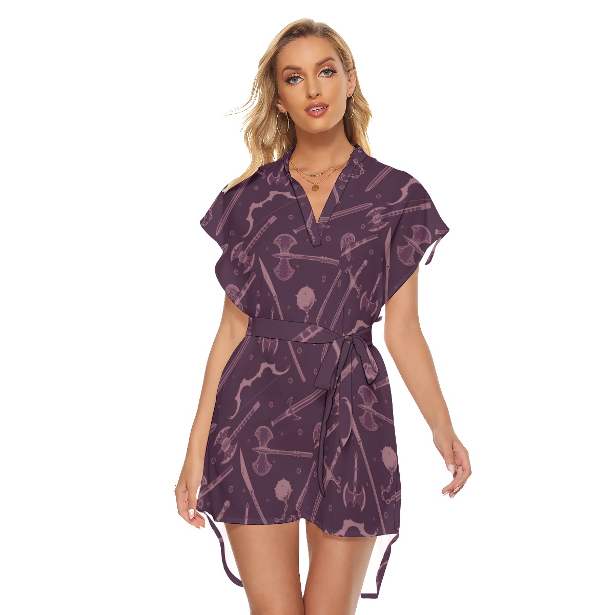 Dnd Medieval Weapons Short Dress With Belt - variant image 1