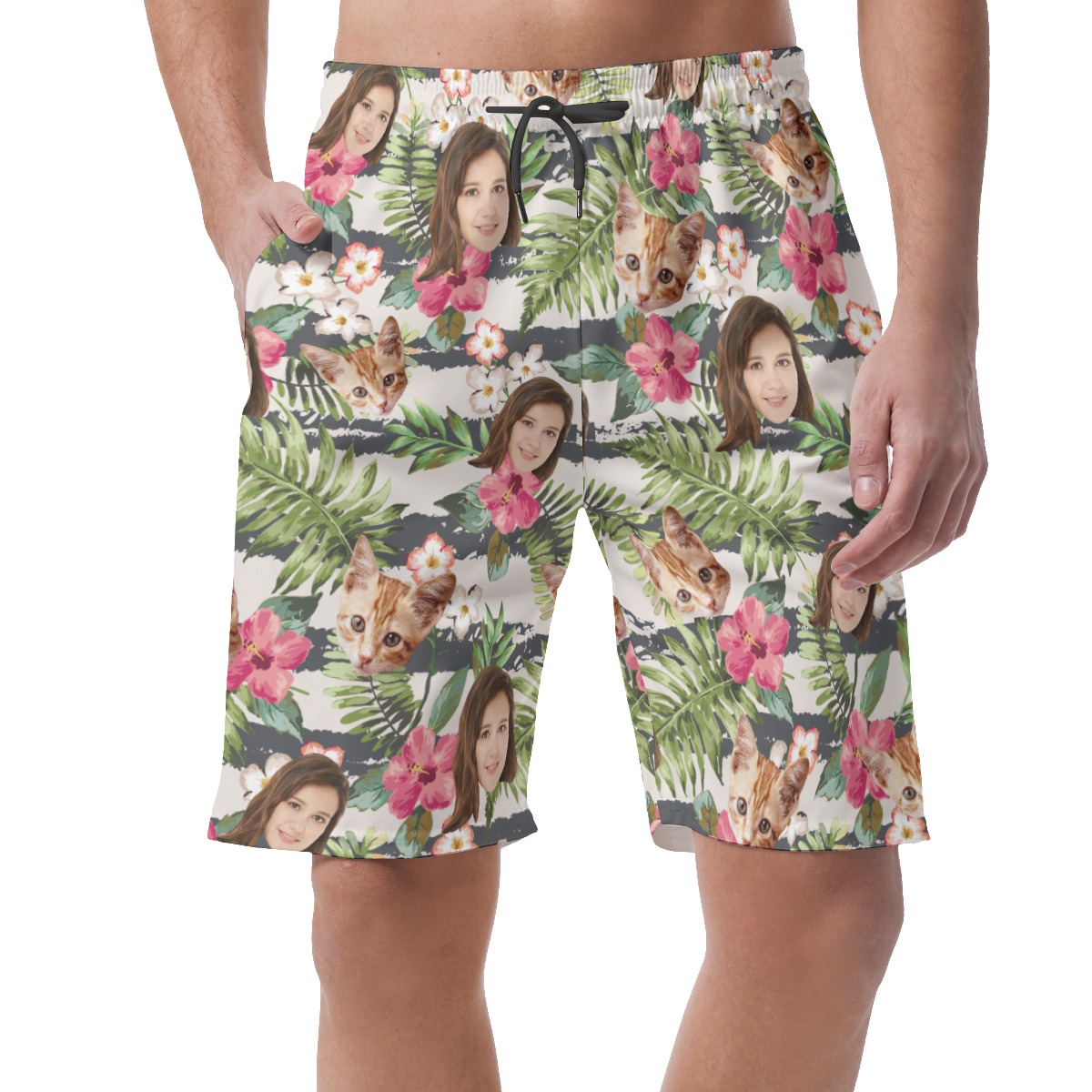 Tropical Custom Face Hawaiian Summer Beach Shorts For Men - variant image 1