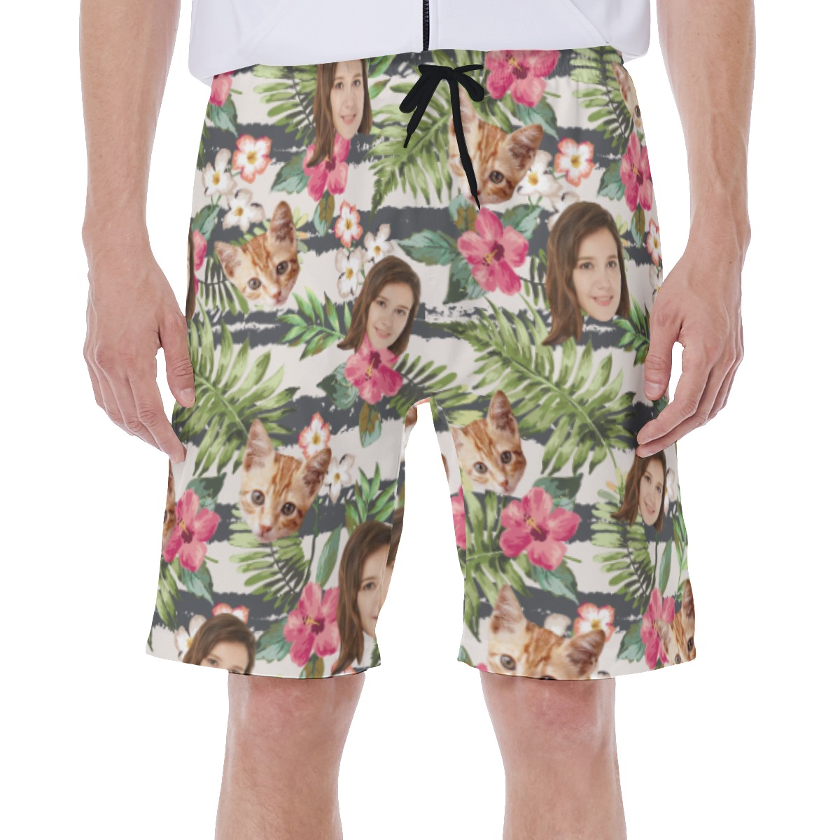 Funny Custom Face Tropical Aloha Swim Trunks For Men - variant image 1