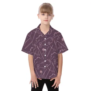 Dnd Medieval Weapons Button Up Shirt For Kids