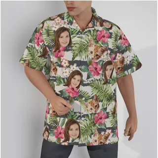 Floral Custom Face Men's Hawaiian Shirt