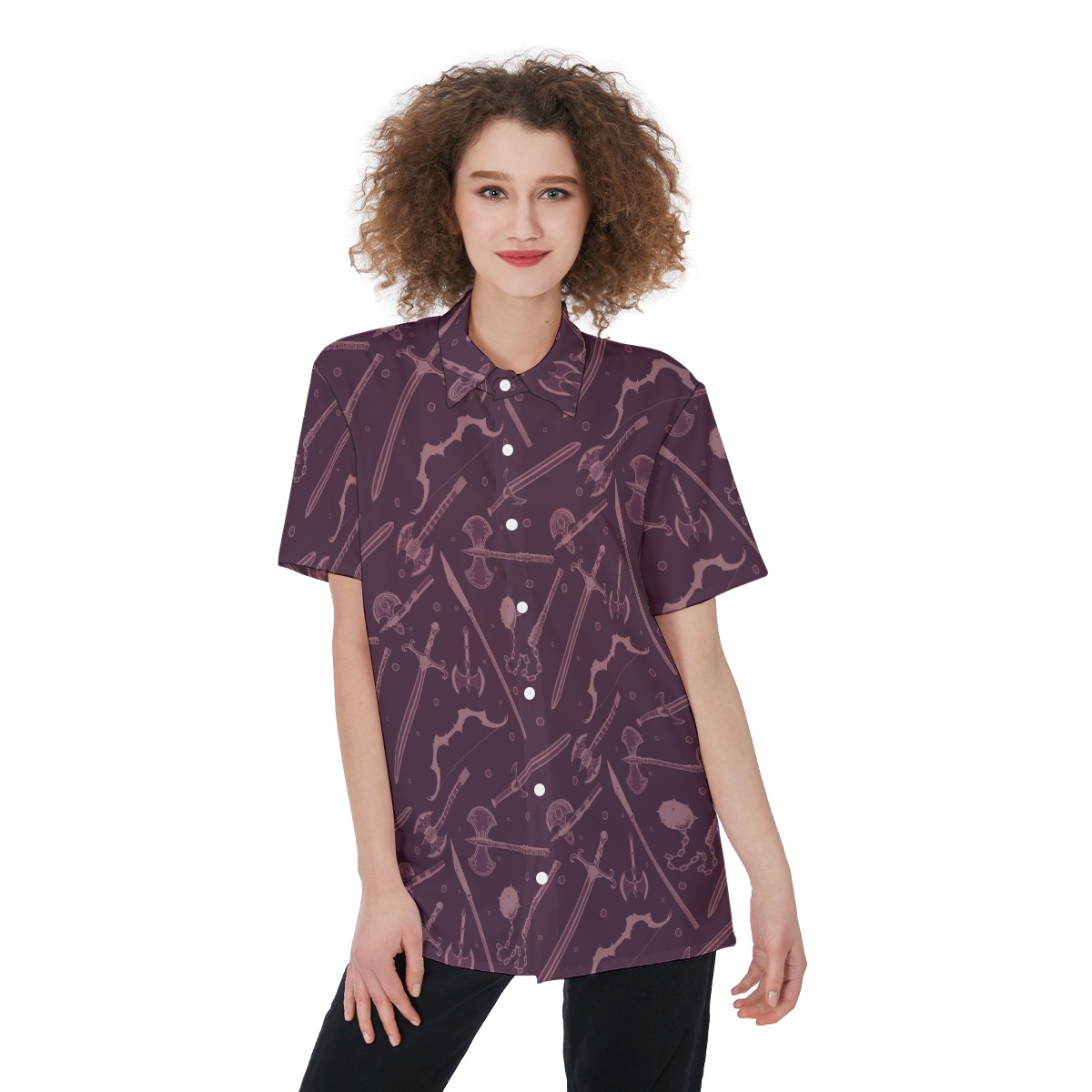 Dnd Medieval Weapons Women's Button Shirt - variant image 1