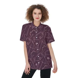 Dnd Medieval Weapons Women's Button Shirt
