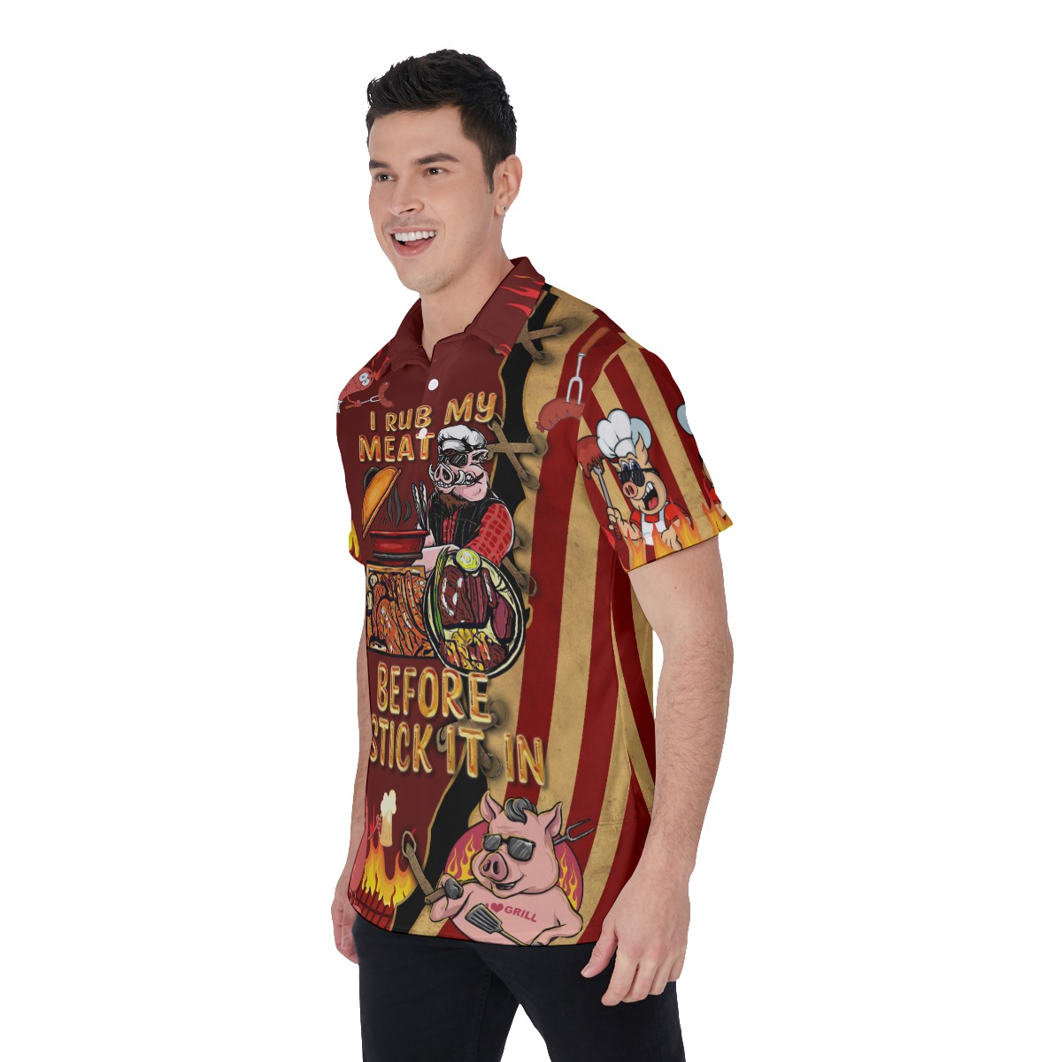 Grilling BBQ I Rub My Meat Before I Stick It In Aloha Polo Shirt
