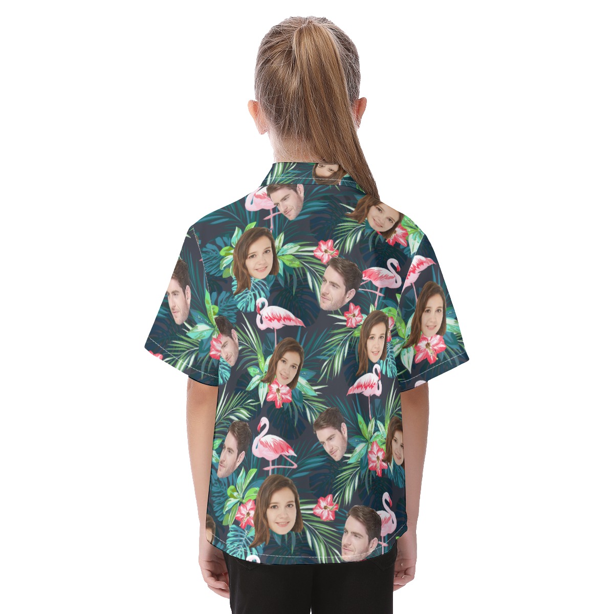 Custom Face Mix Tropical Patterns Aloha Shirt For Kids