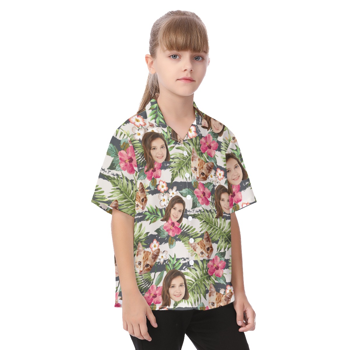 Cute Tropical Custom Face Aloha Shirt For Kids