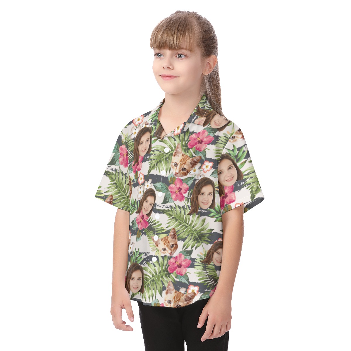 Cute Tropical Custom Face Aloha Shirt For Kids