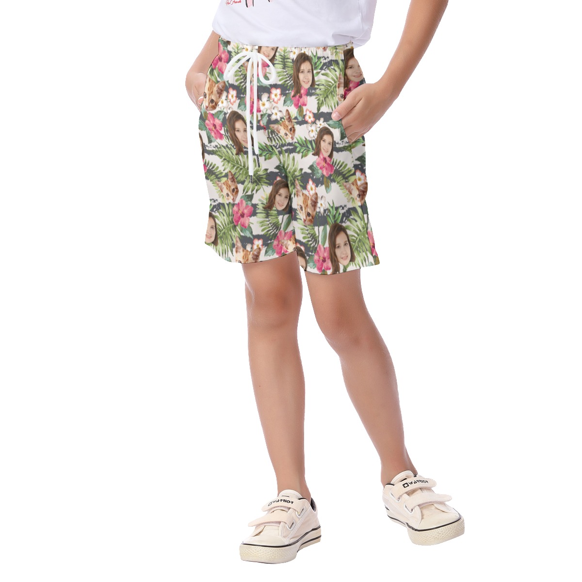 Custom Face Floral Kid's Hawaiian Shorts