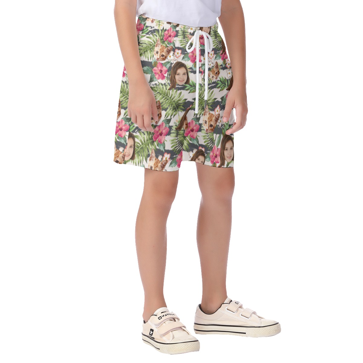 Custom Face Floral Kid's Hawaiian Shorts