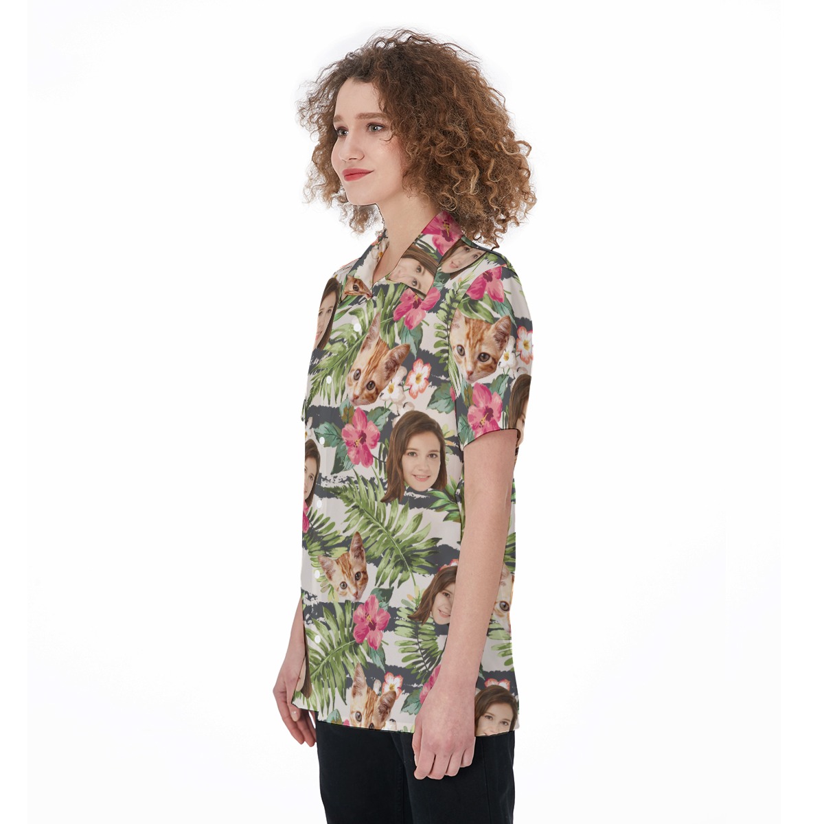 Custom Face Floral Women's Hawaiian Shirt