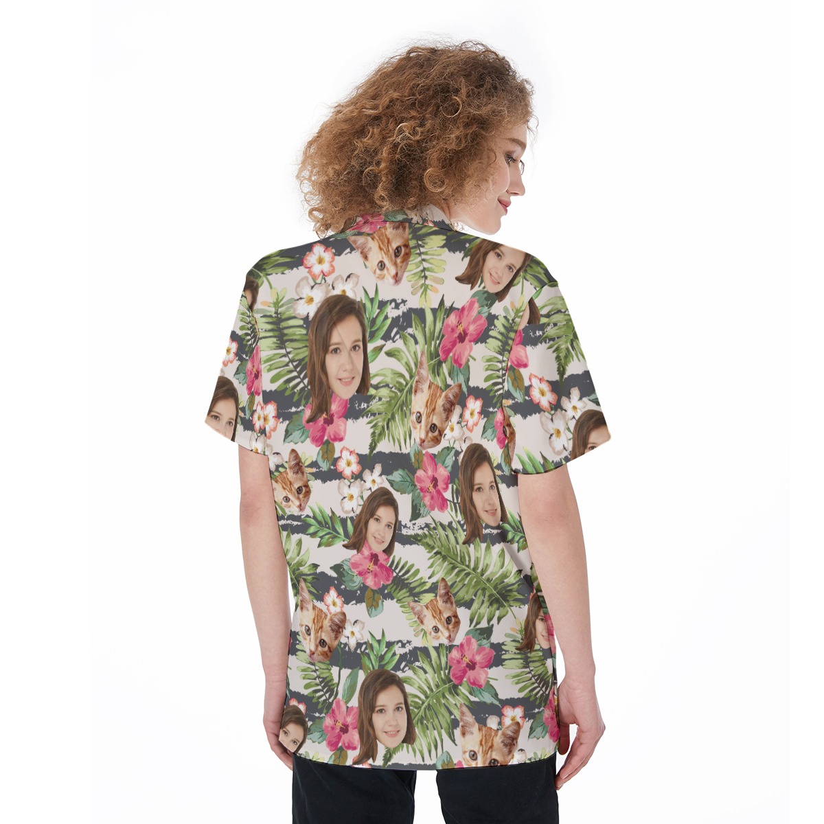 Custom Face Floral Women's Hawaiian Shirt