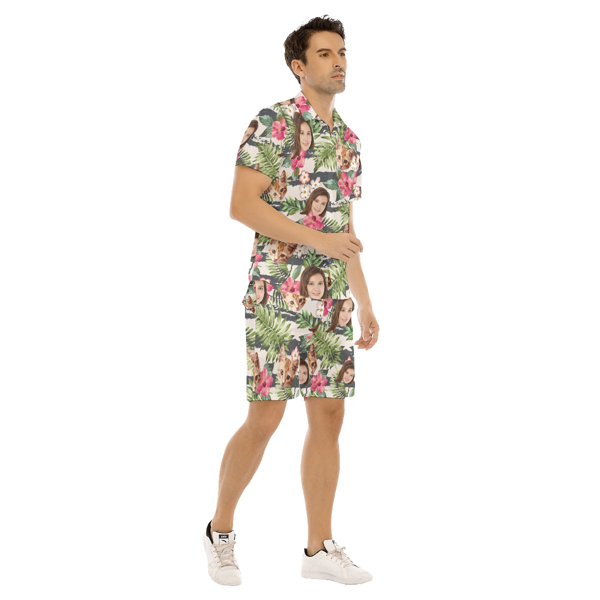 Cool Custom Face Tropical Hawaiian Shirt And Shorts For Men