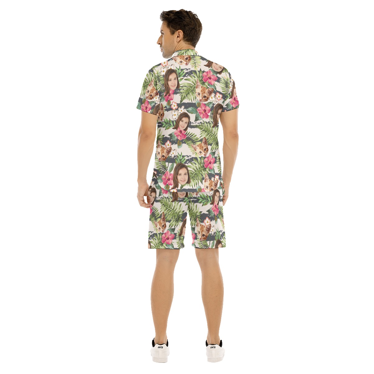 Cool Custom Face Tropical Hawaiian Shirt And Shorts For Men