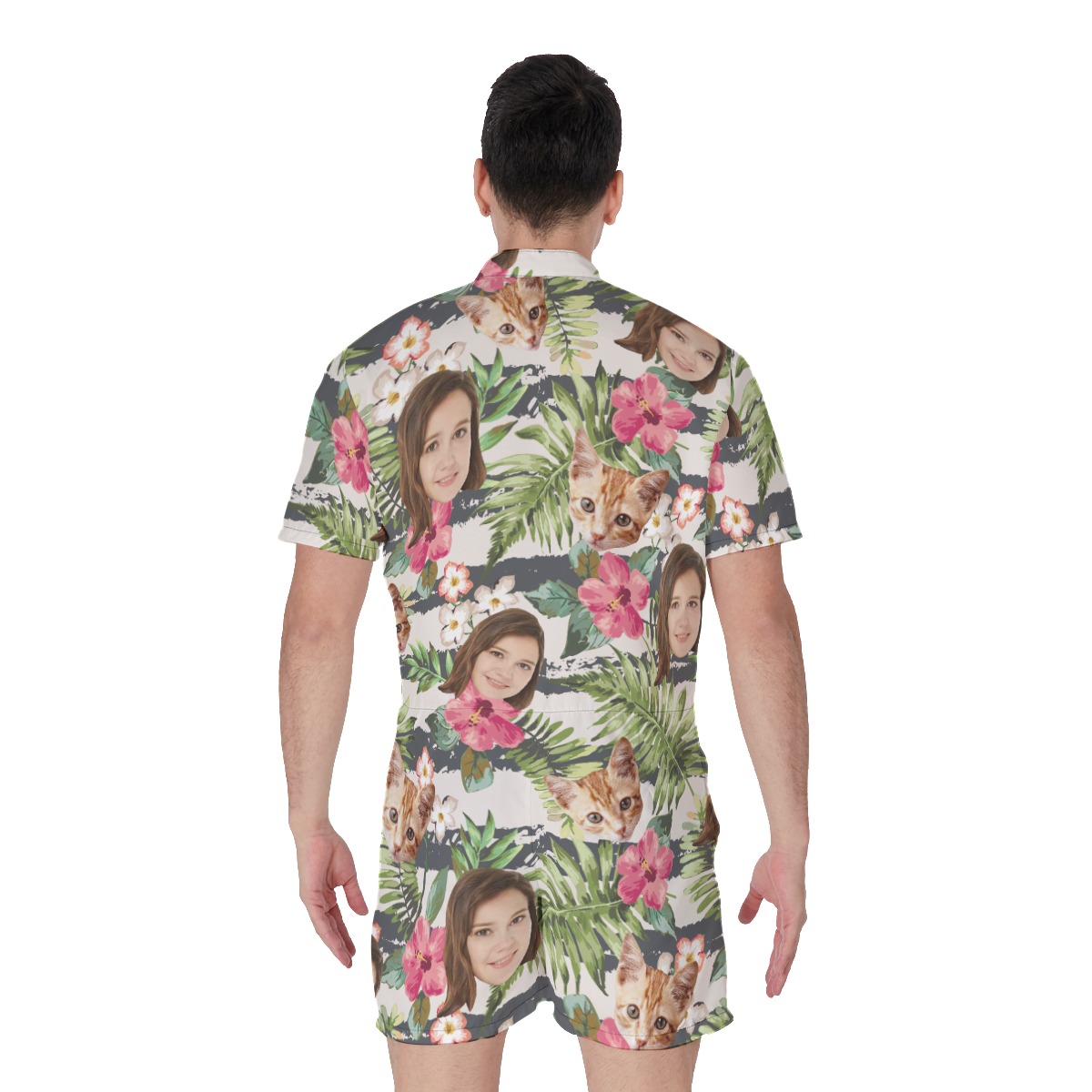 Tropical Custom Face Men's Hawaiian Romper