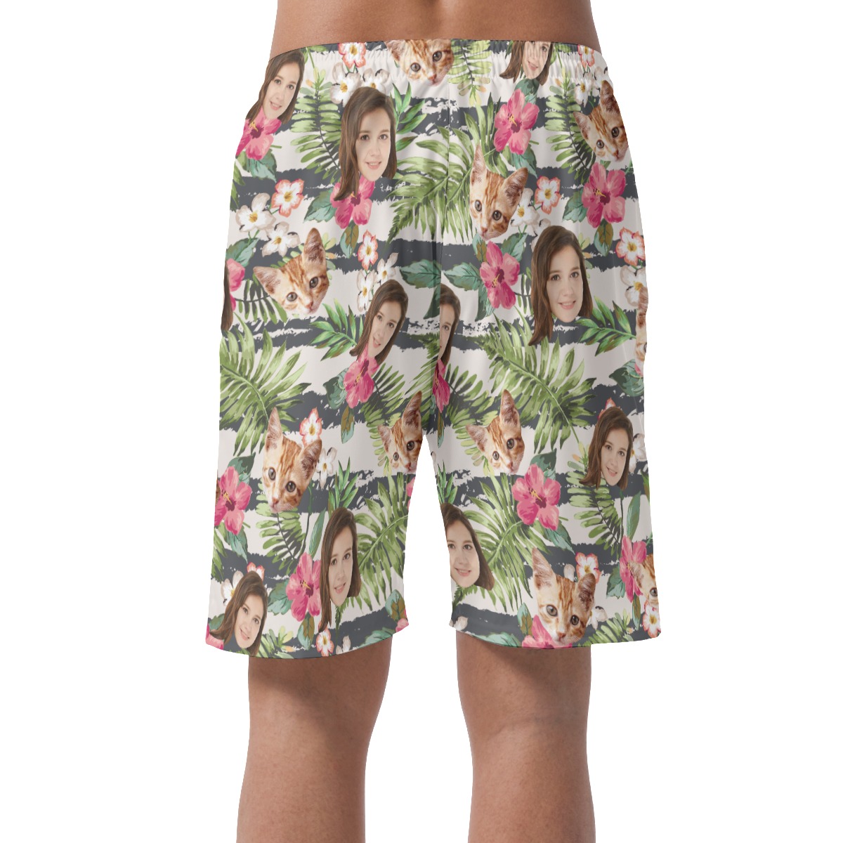 Tropical Custom Face Hawaiian Summer Beach Shorts For Men