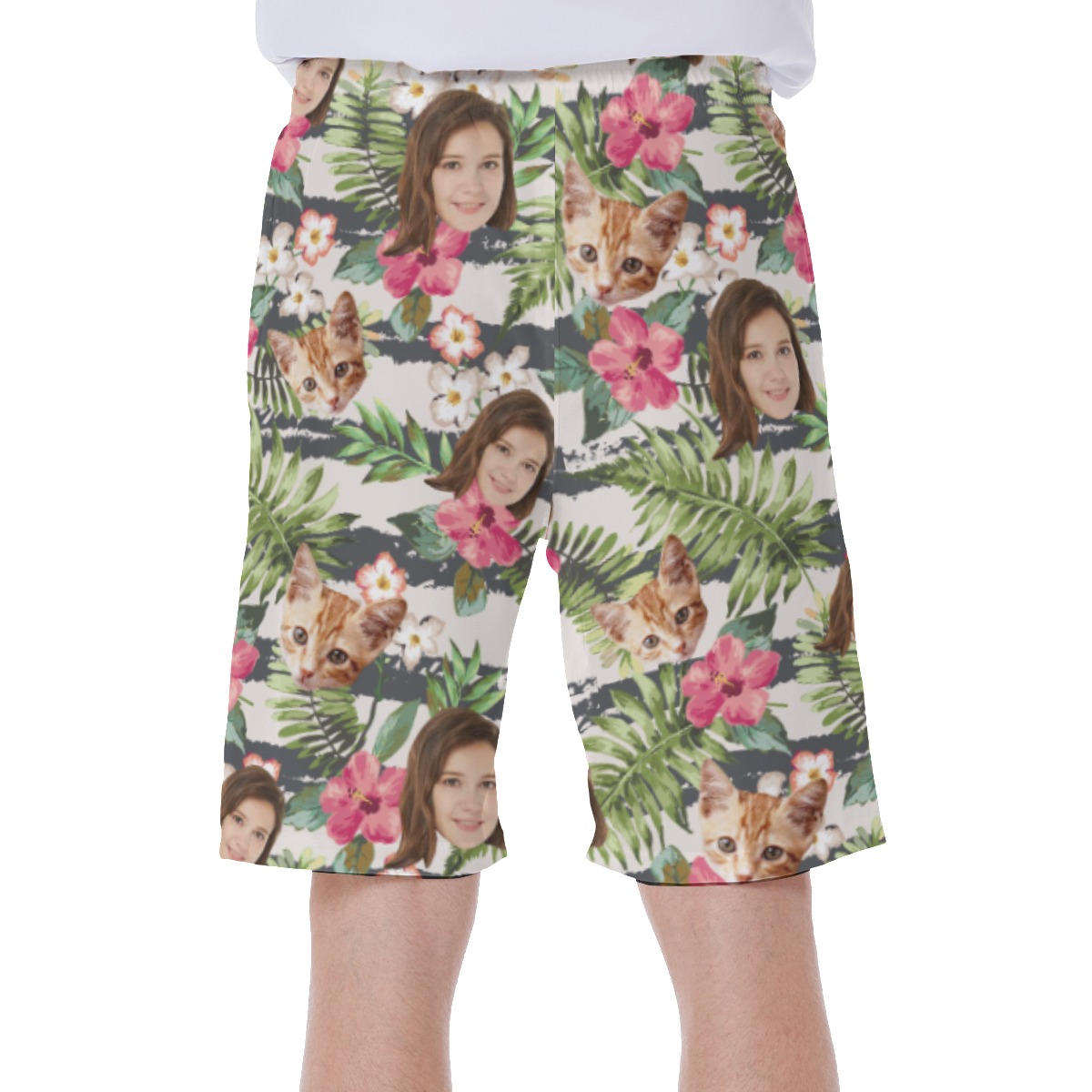 Funny Custom Face Tropical Aloha Swim Trunks For Men