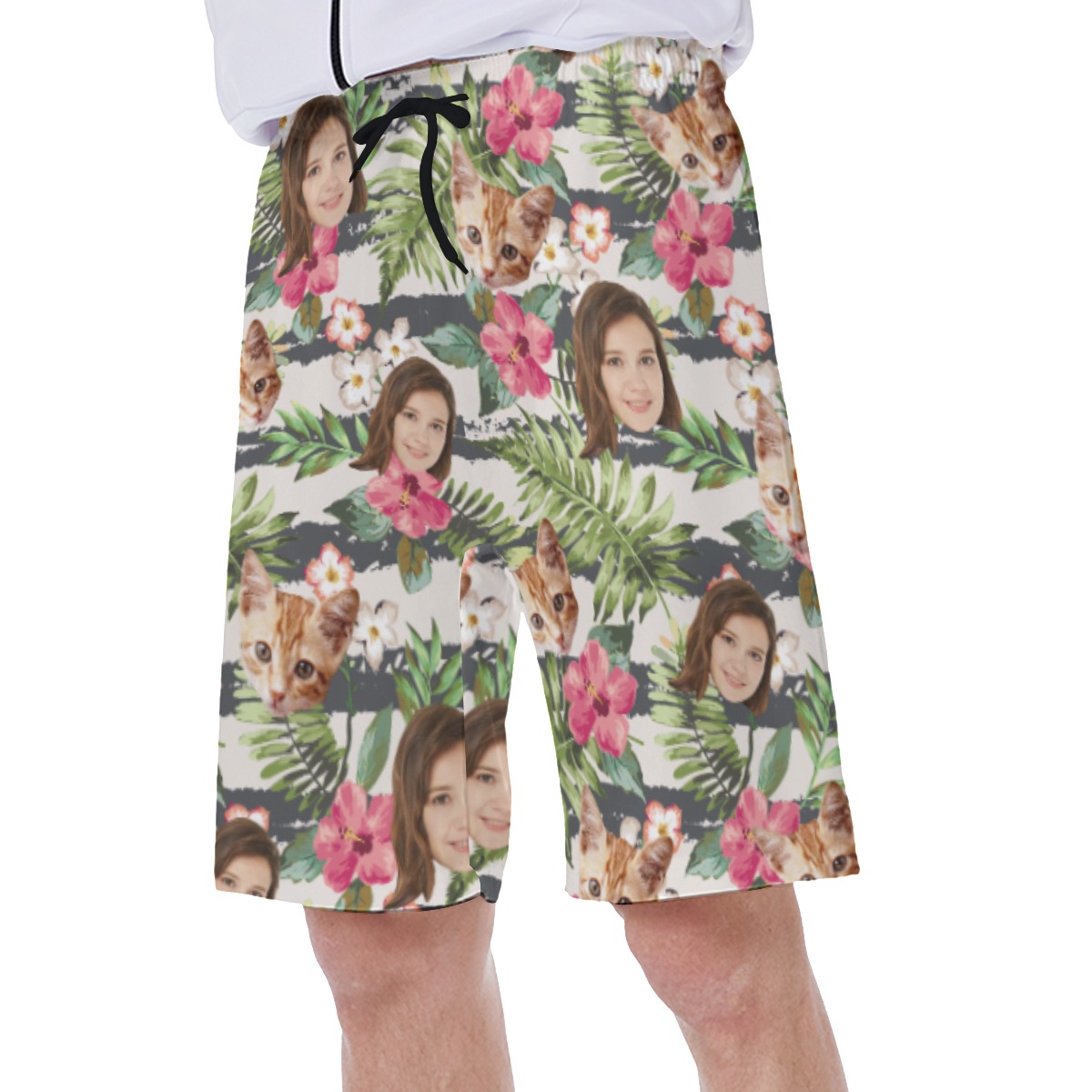 Funny Custom Face Tropical Aloha Swim Trunks For Men