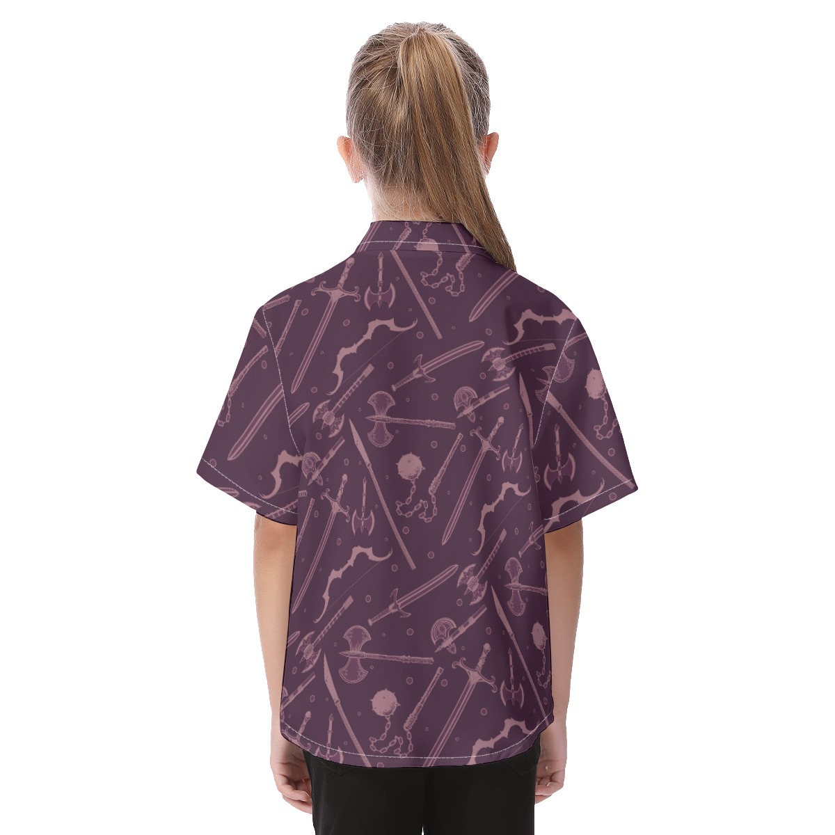 Dnd Medieval Weapons Button Up Shirt For Kids