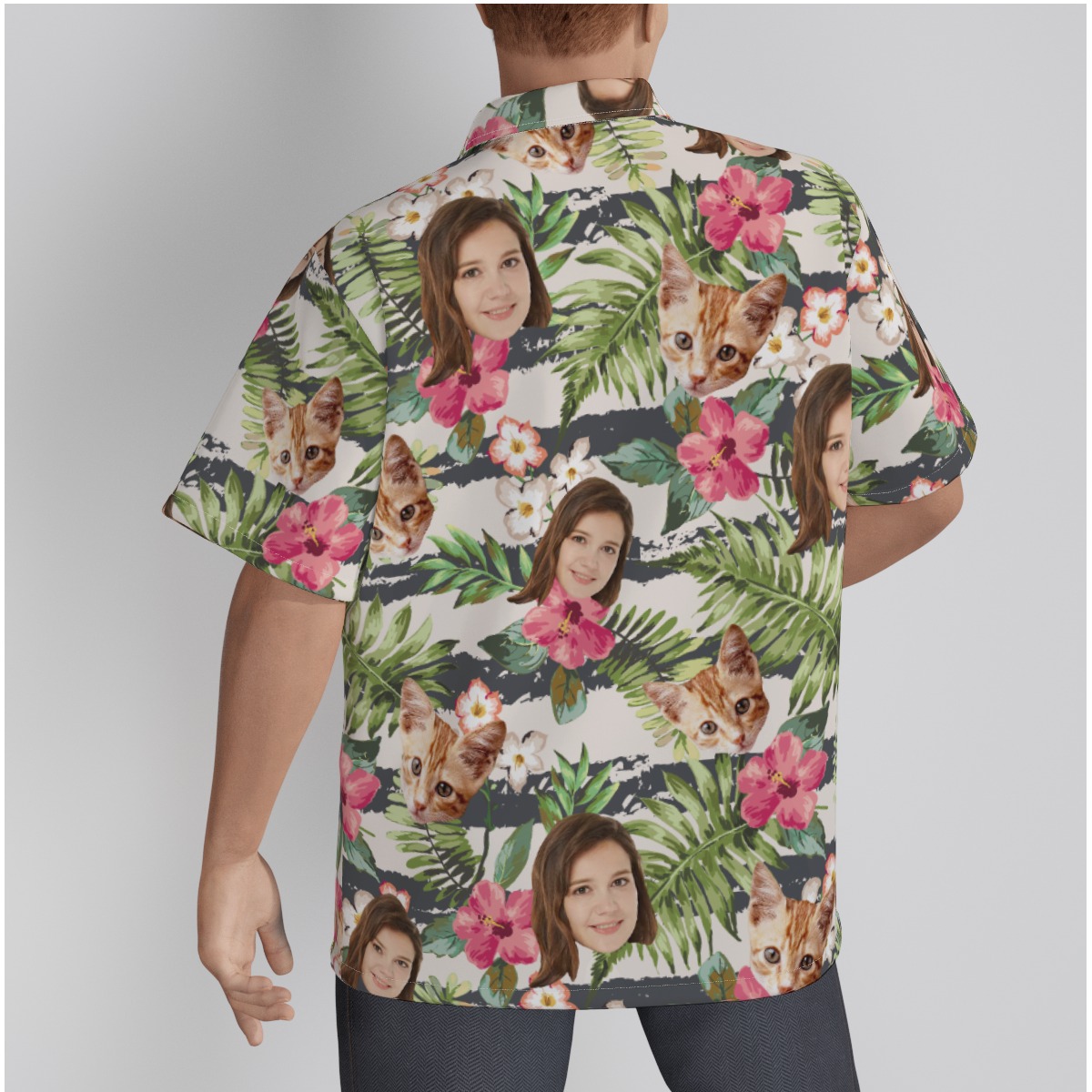Floral Custom Face Men's Hawaiian Shirt