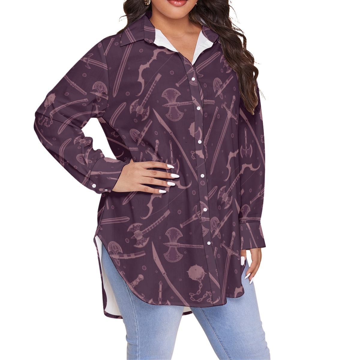 Dnd Medieval Weapons Plus Size Hawaiian Shirt