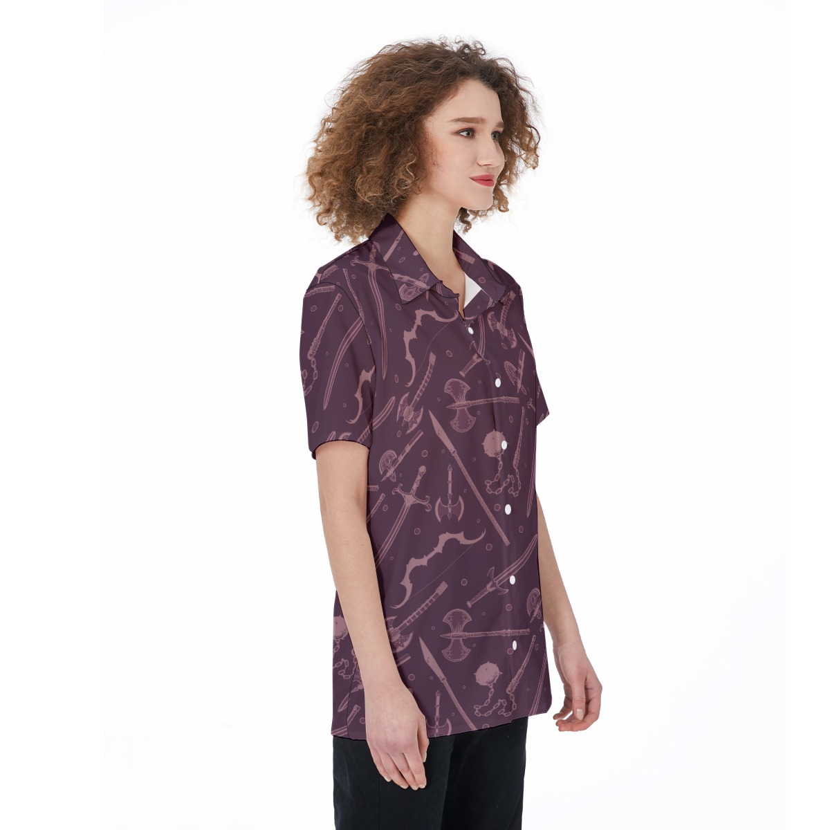 Dnd Medieval Weapons Women's Button Shirt