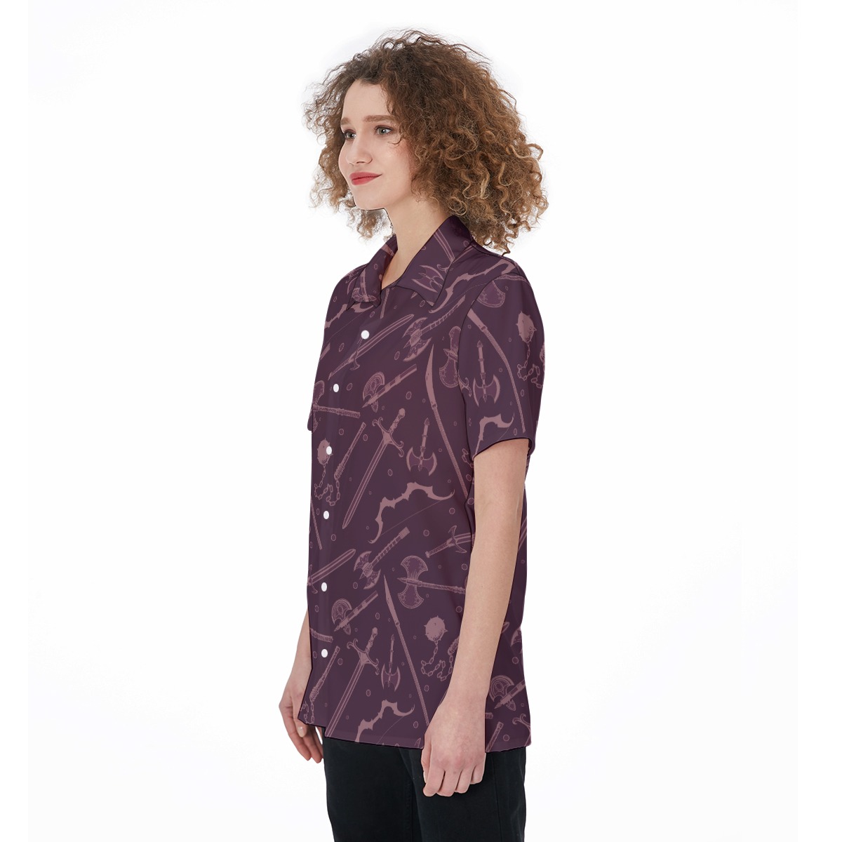 Dnd Medieval Weapons Women's Button Shirt