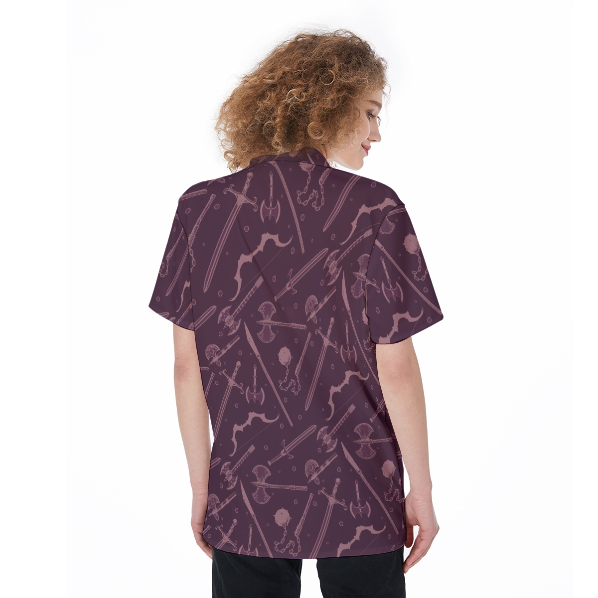 Dnd Medieval Weapons Women's Button Shirt