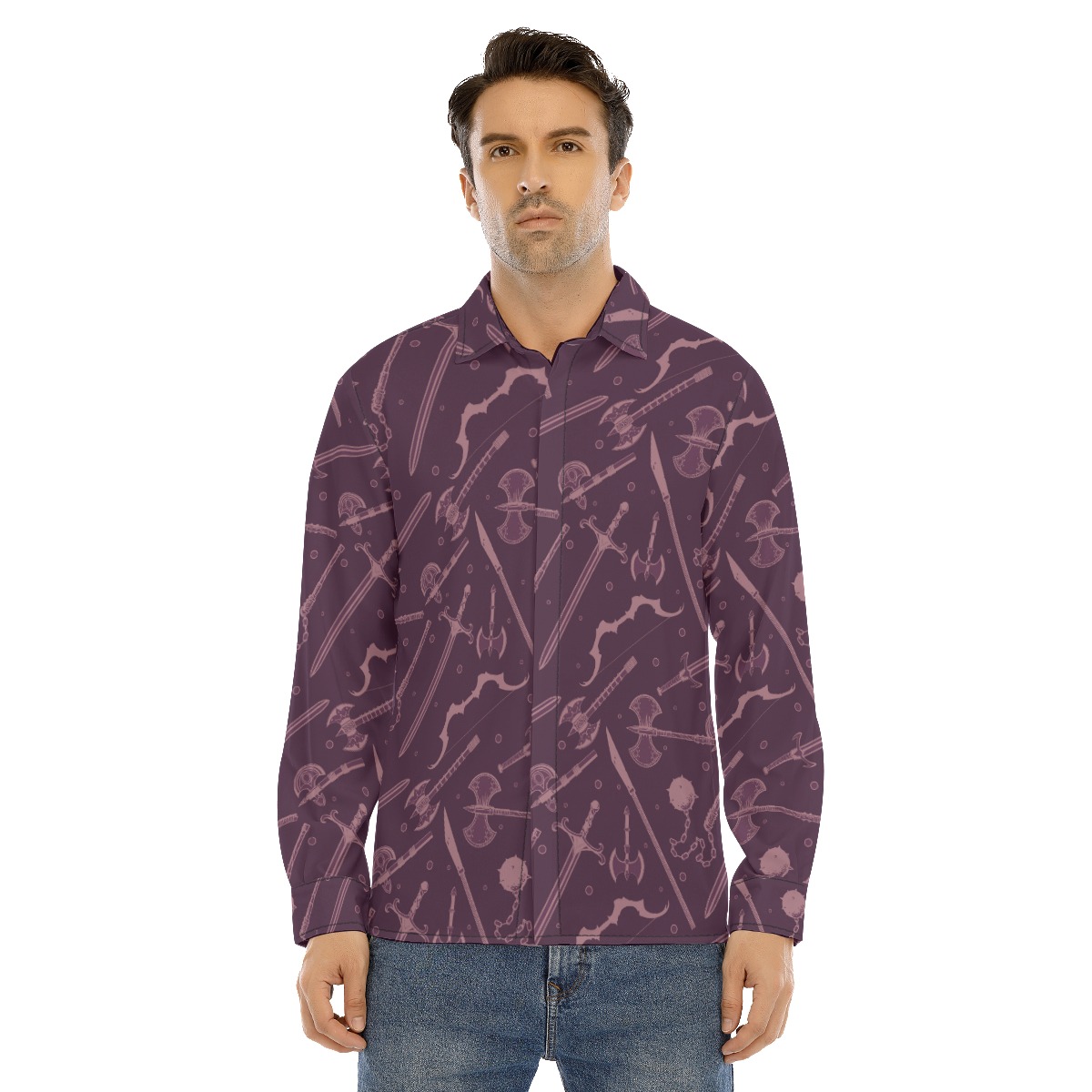 DND Weapons Long Sleeve Hawaiian Shirt For Men - variant image 1