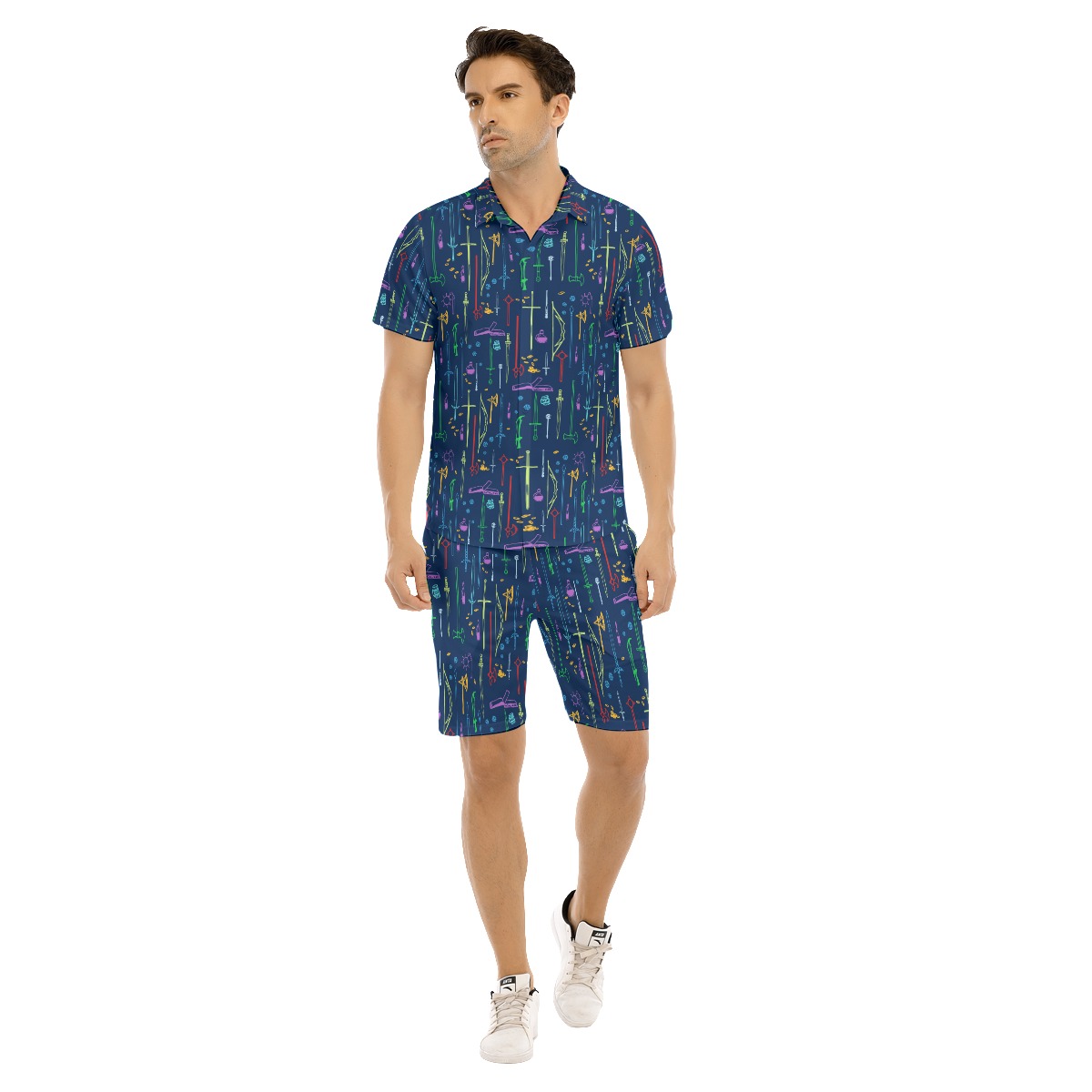 DND Items Navy Button Up Shirt And Shorts - variant image 1