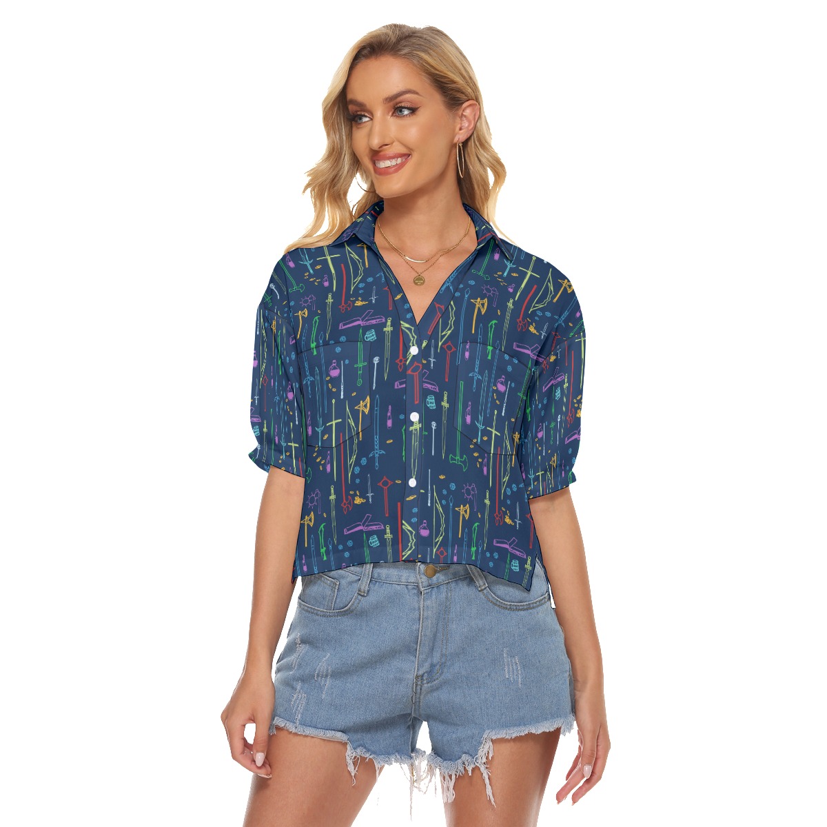 Dungeons Dragons Cropped Hawaiian Shirt - variant image 1