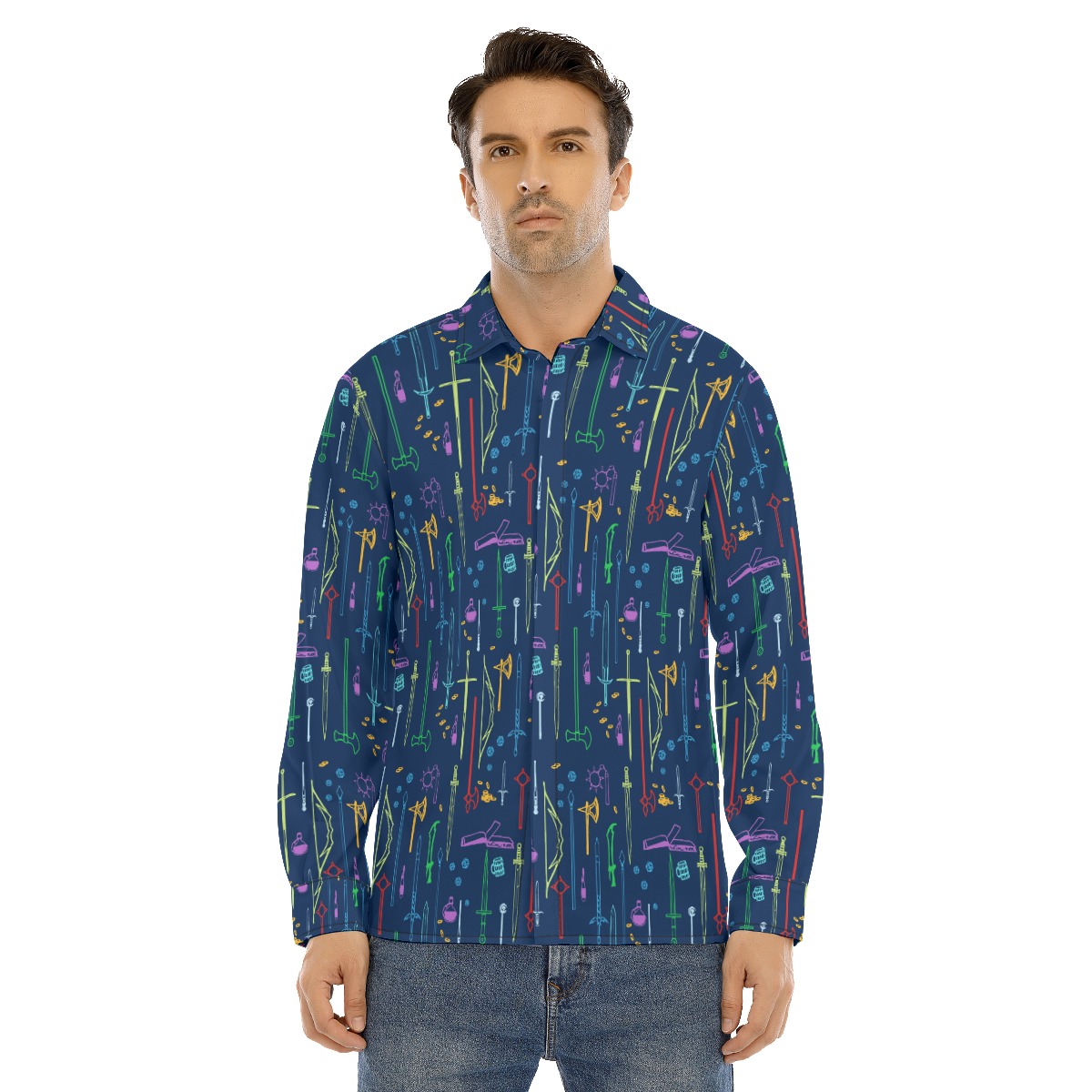 DND Items Long Sleeve Hawaiian Shirt For Men - variant image 1
