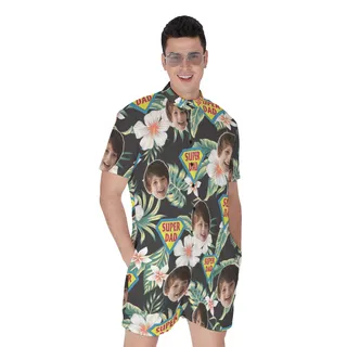 Super Dad Custom Face Men's Hawaiian Romper