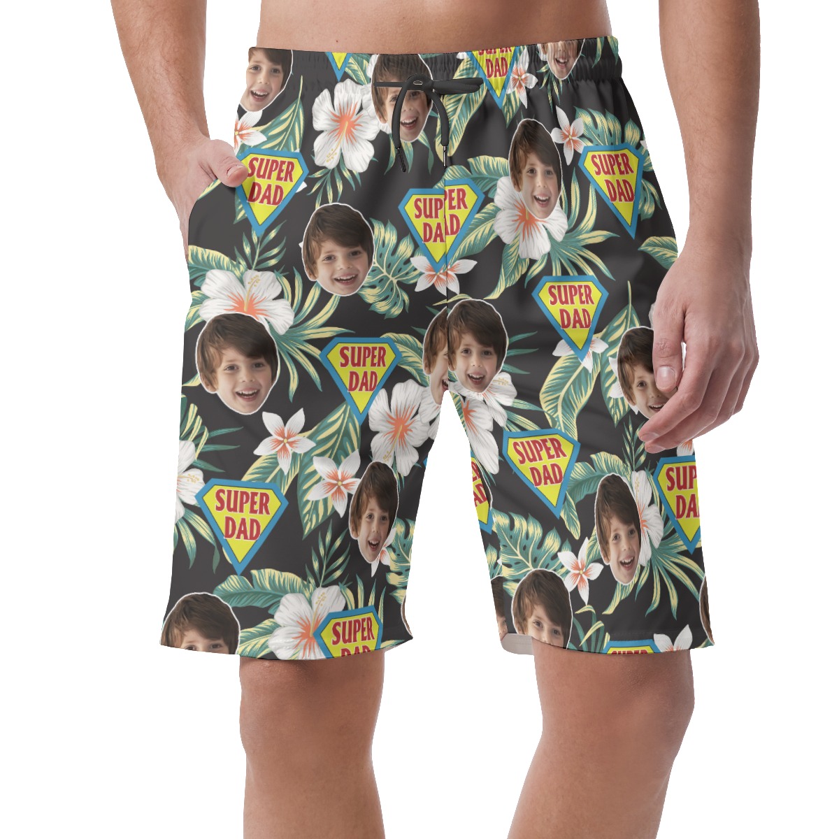 Father's Day Gift Custom Face Super Dad Summer Beach Short For Men - variant image 1