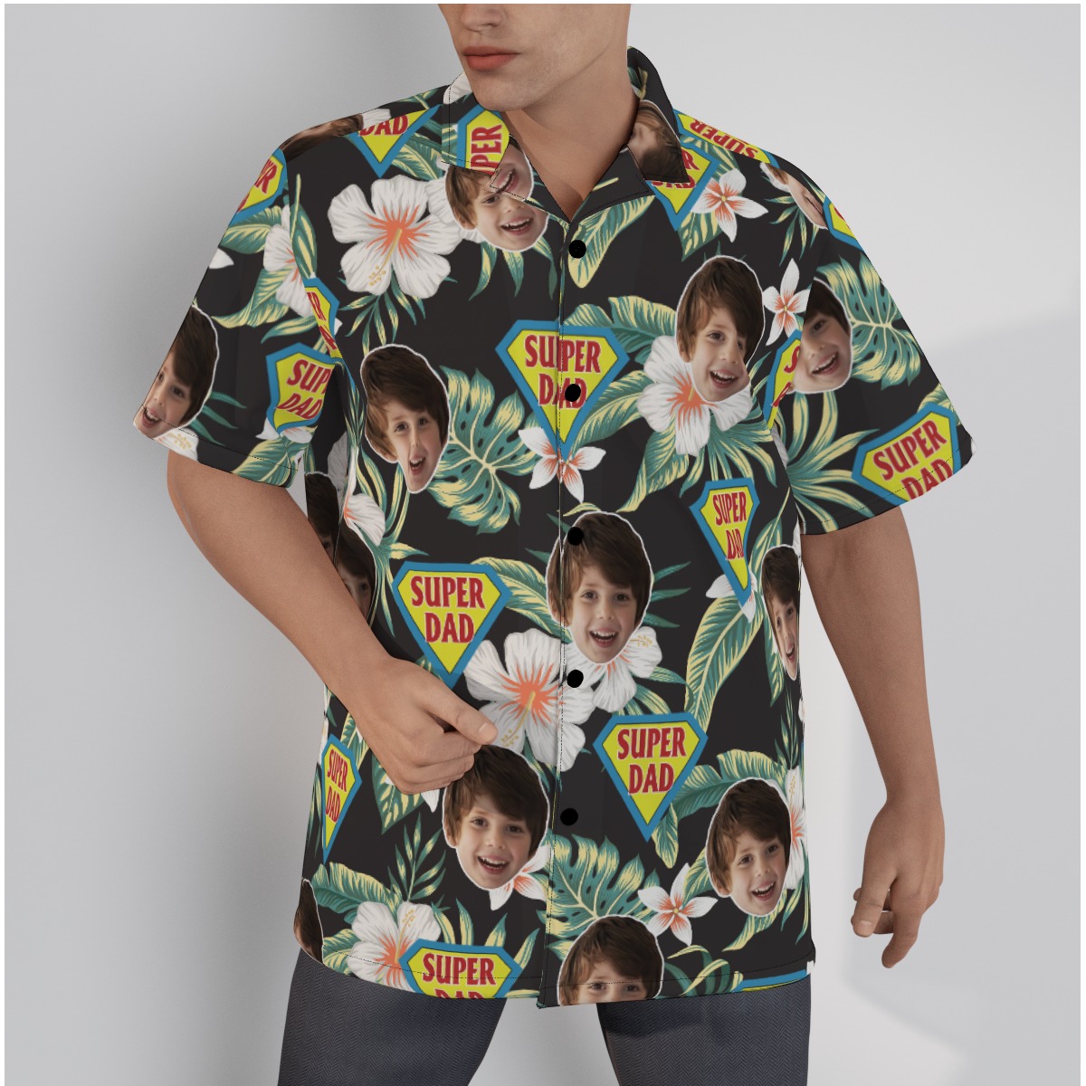 Father's Day Gift Custom Face Super Dad Hawaiian Shirt - variant image 1