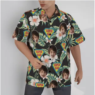 Father's Day Gift Custom Face Super Dad Hawaiian Shirt