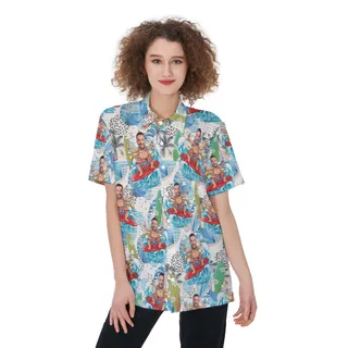 Funny Custom Face Surfing Women's Hawaiian Shirt