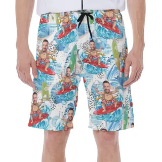 Custom Face Surfing Men Hawaiian Swimwear For Summer