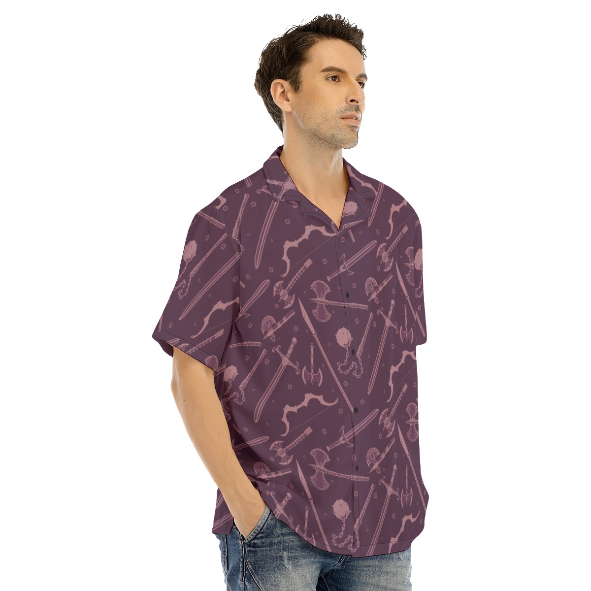 DND Weapons Button Up Shirt For Men