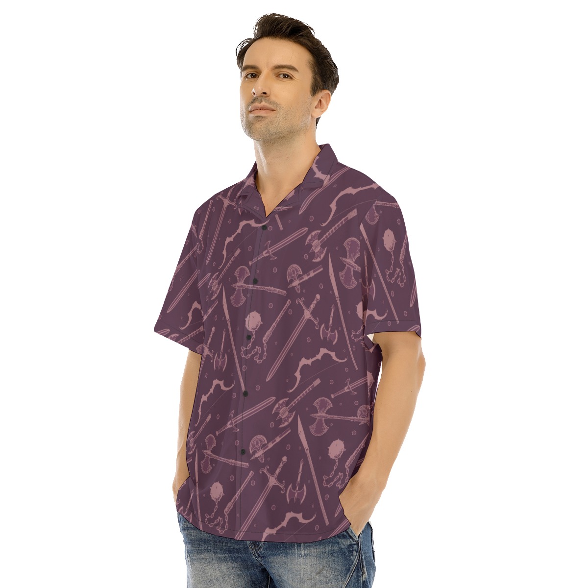 DND Weapons Button Up Shirt For Men