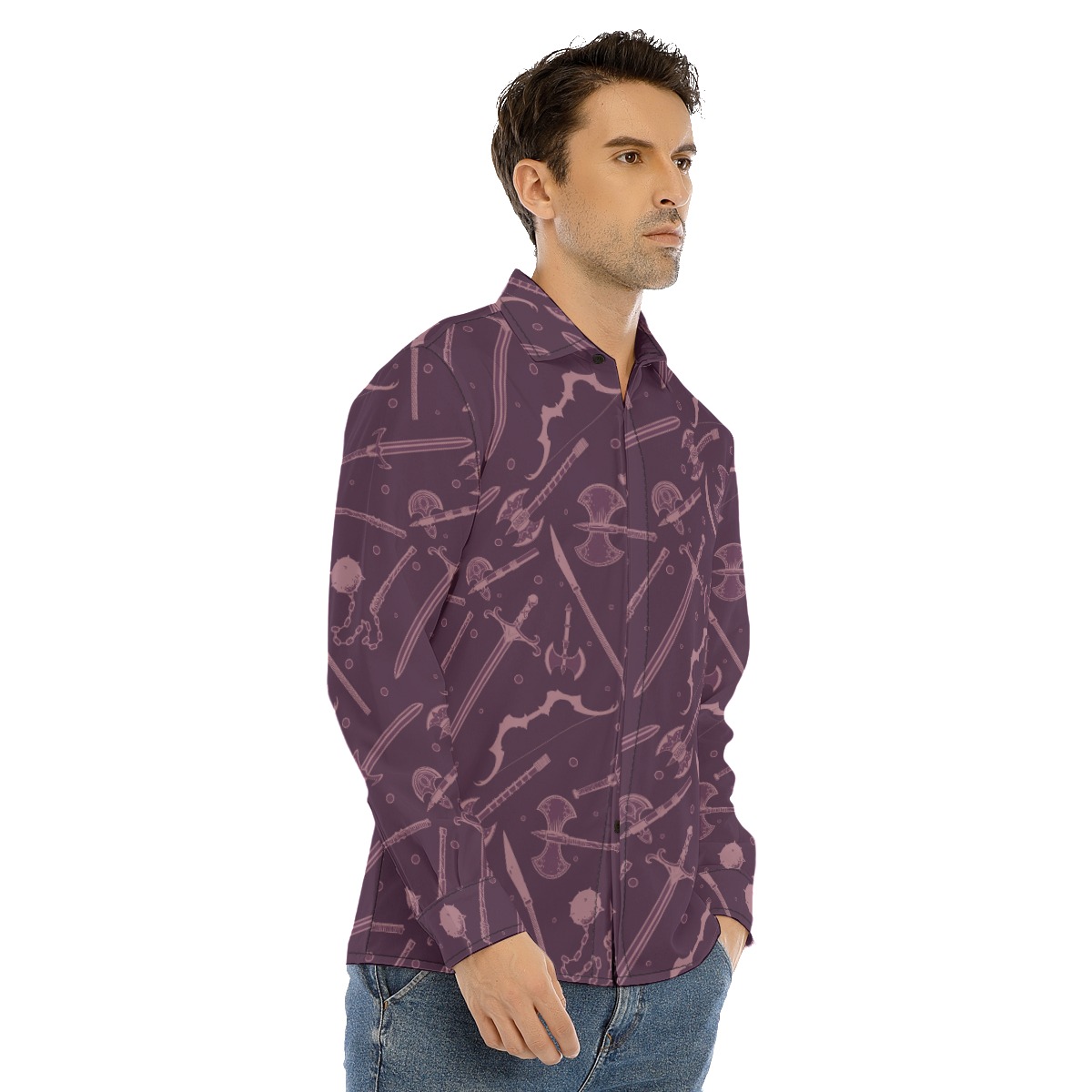 DND Weapons Long Sleeve Hawaiian Shirt For Men
