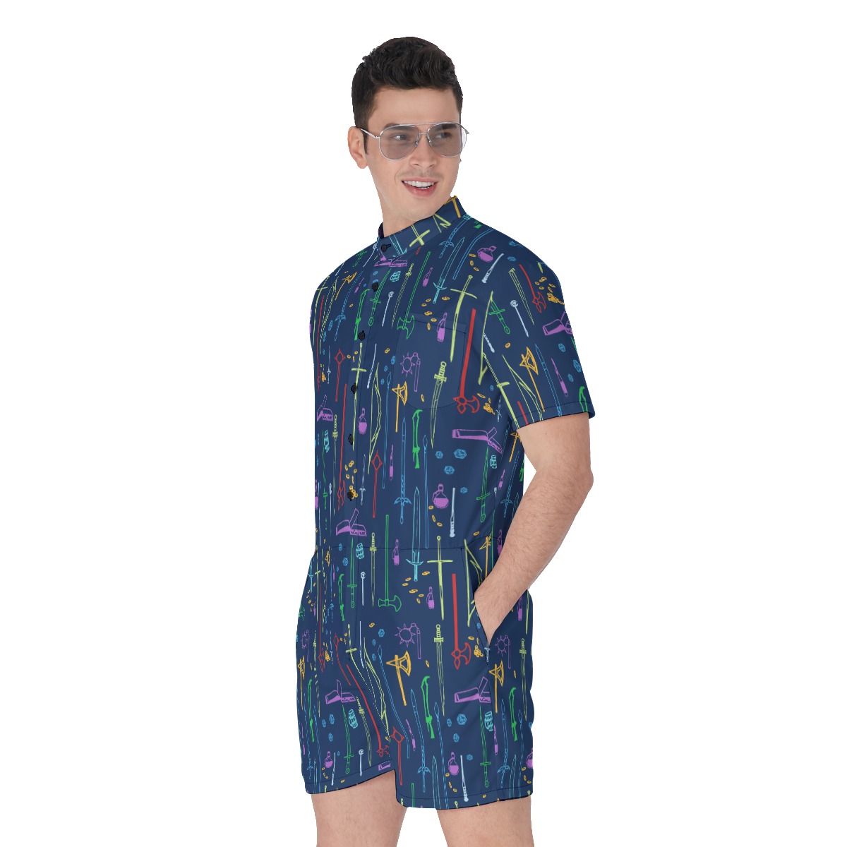 DND Items Navy Men's Romper