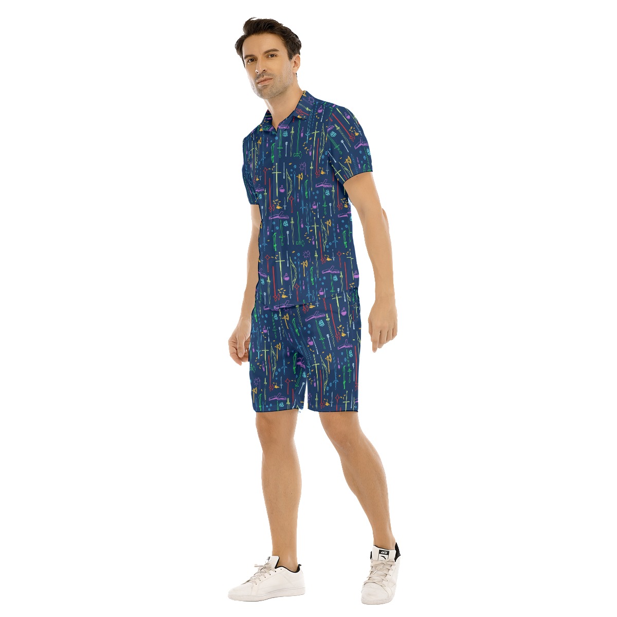 DND Items Navy Button Up Shirt And Shorts