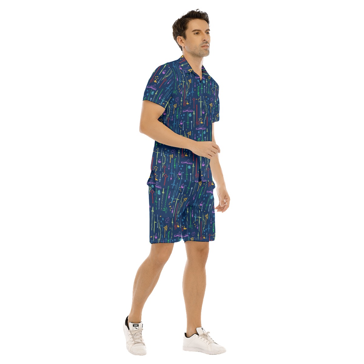 DND Items Navy Button Up Shirt And Shorts
