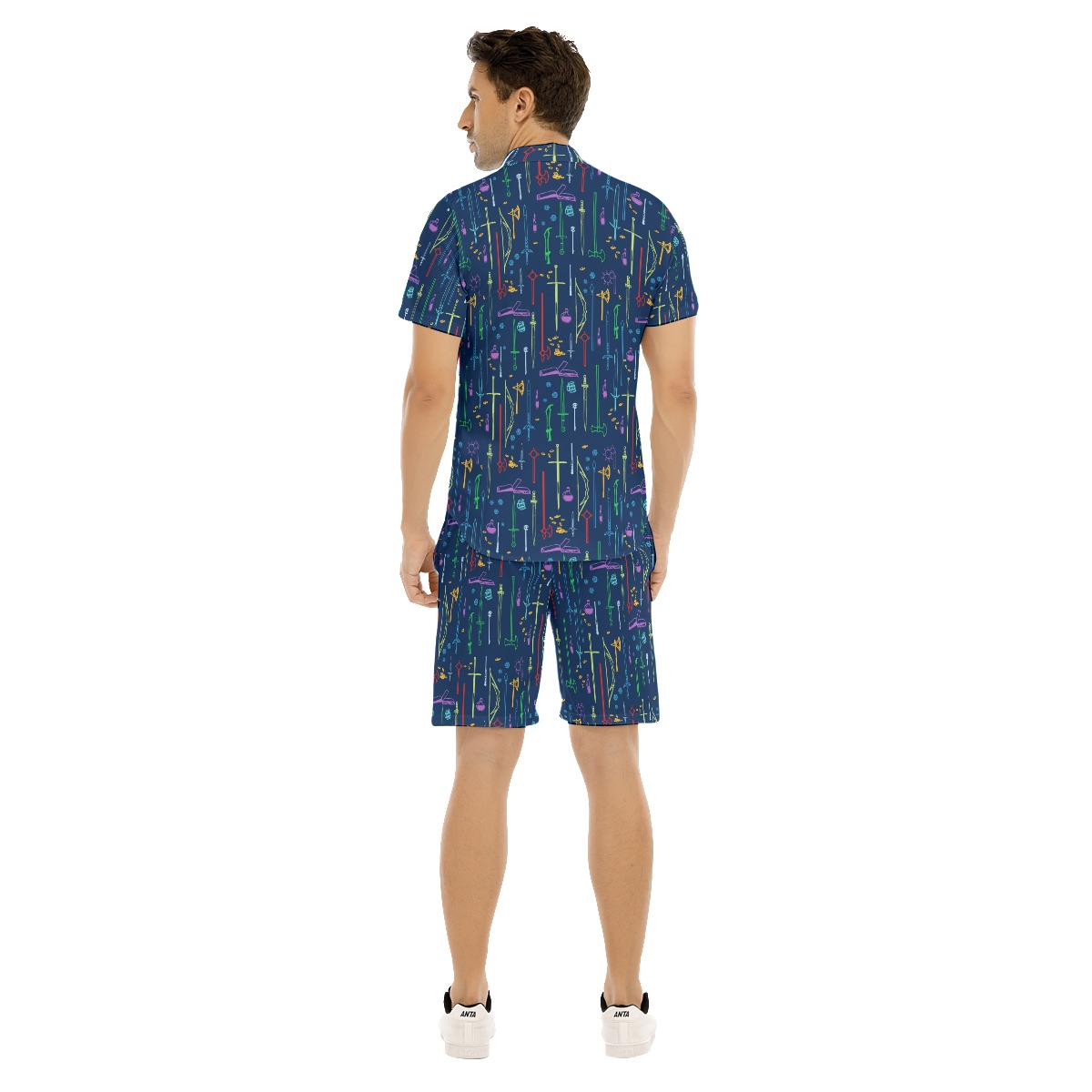 DND Items Navy Button Up Shirt And Shorts
