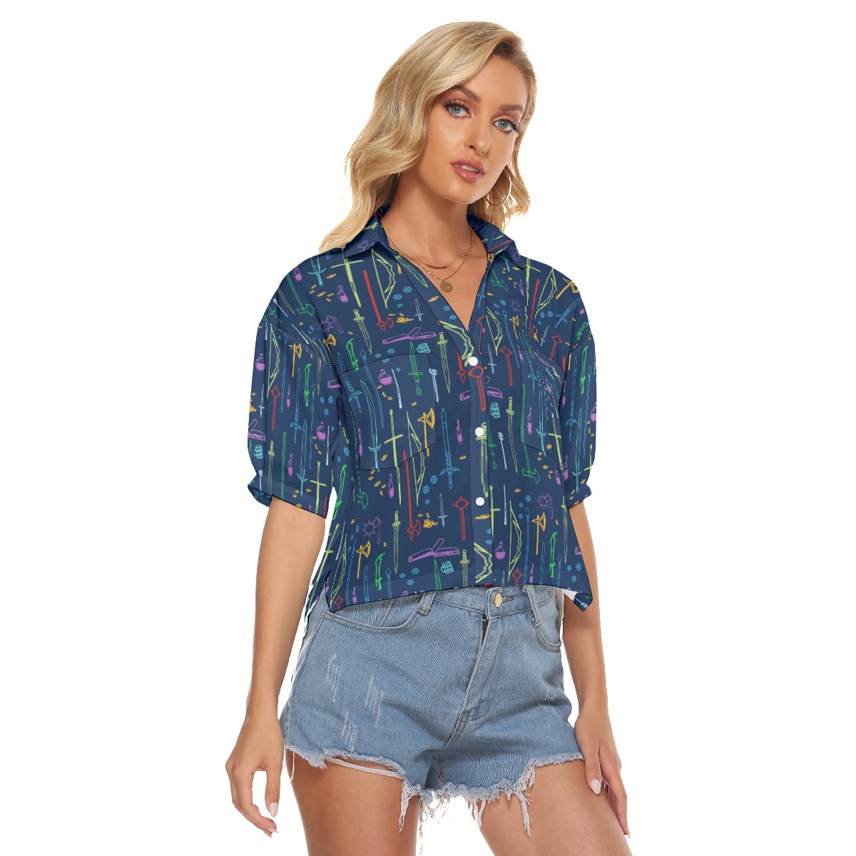 Dungeons Dragons Cropped Hawaiian Shirt