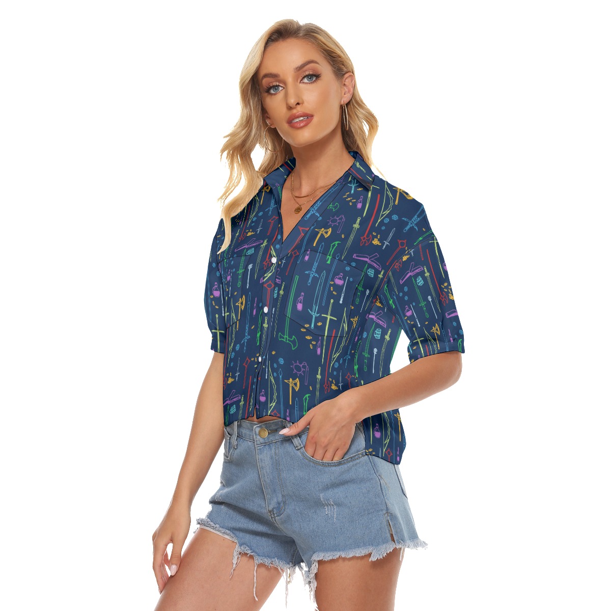 Dungeons Dragons Cropped Hawaiian Shirt