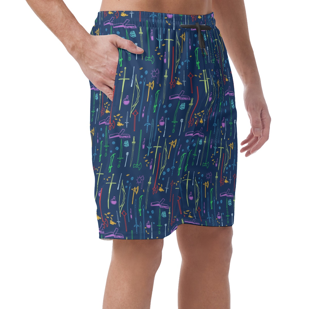 DND Items Navy Hawaiian Casual Shorts For Men